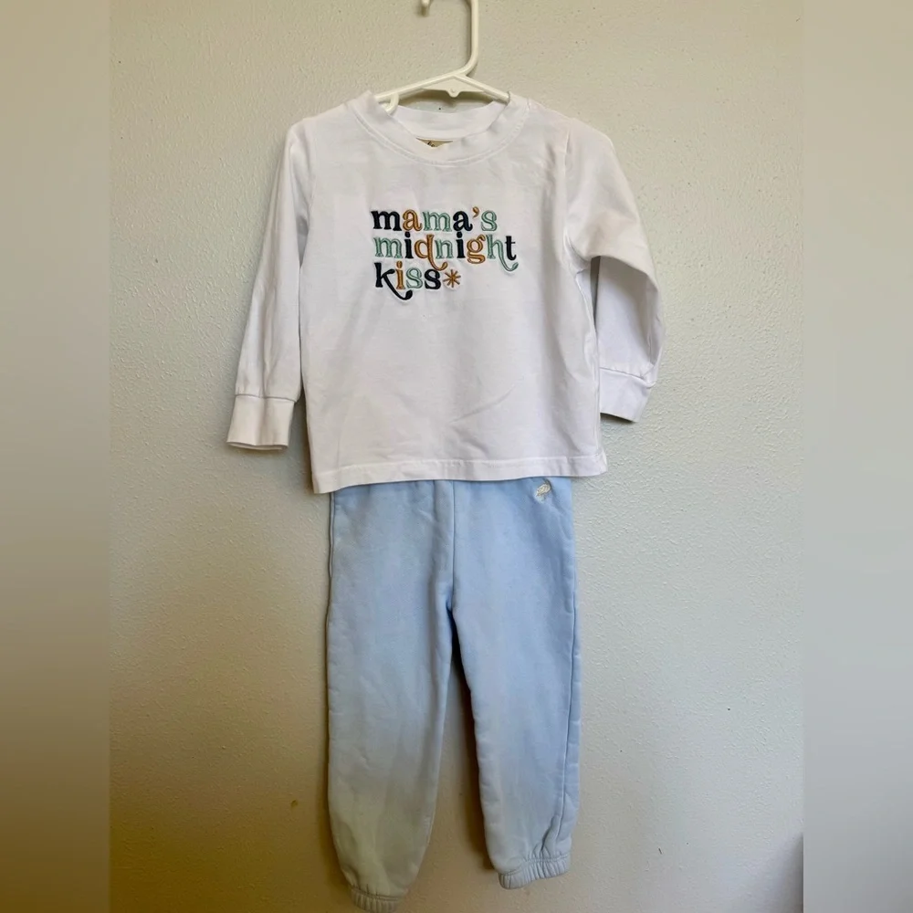 TBBC PANTS with White Shirt and  'mama's midnight kiss' Embroidery